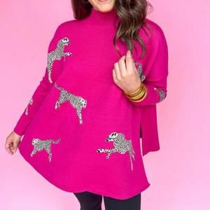 Leopard Print Mock‎ Neck Sweater XS/S